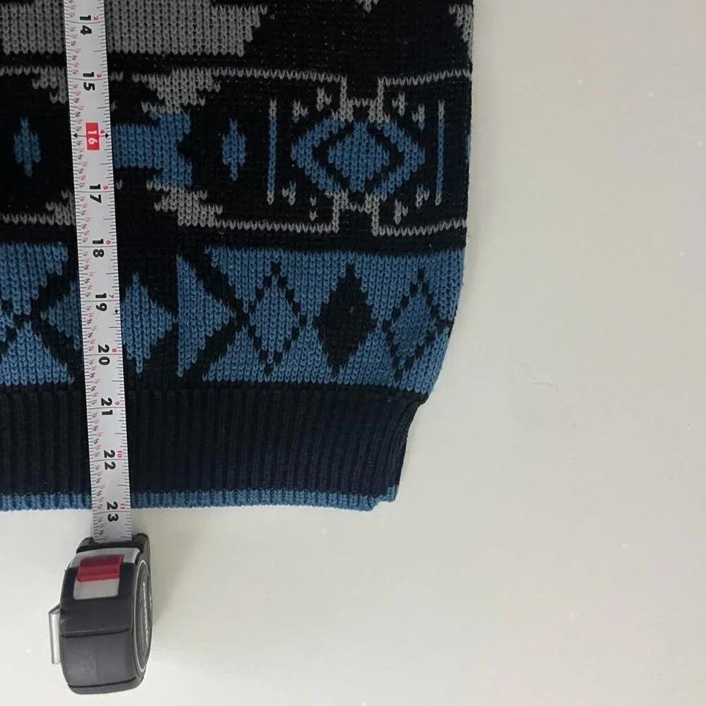 vintage 90s geometric quirky retro indie boxy acrylic knit sweater